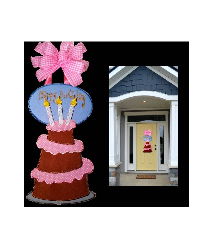 In Hoop Layered Birthday Cake Door Hanger