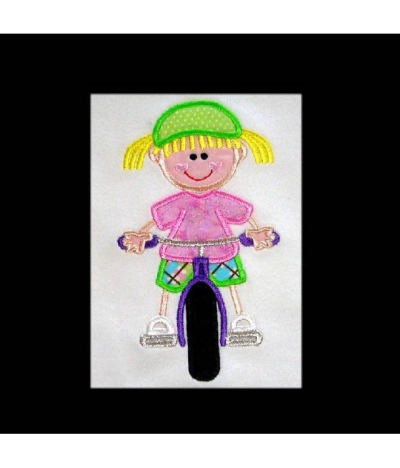 NNKids Applique Girl Riding Bike