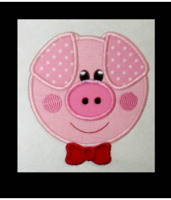 Pig With Bow Applique