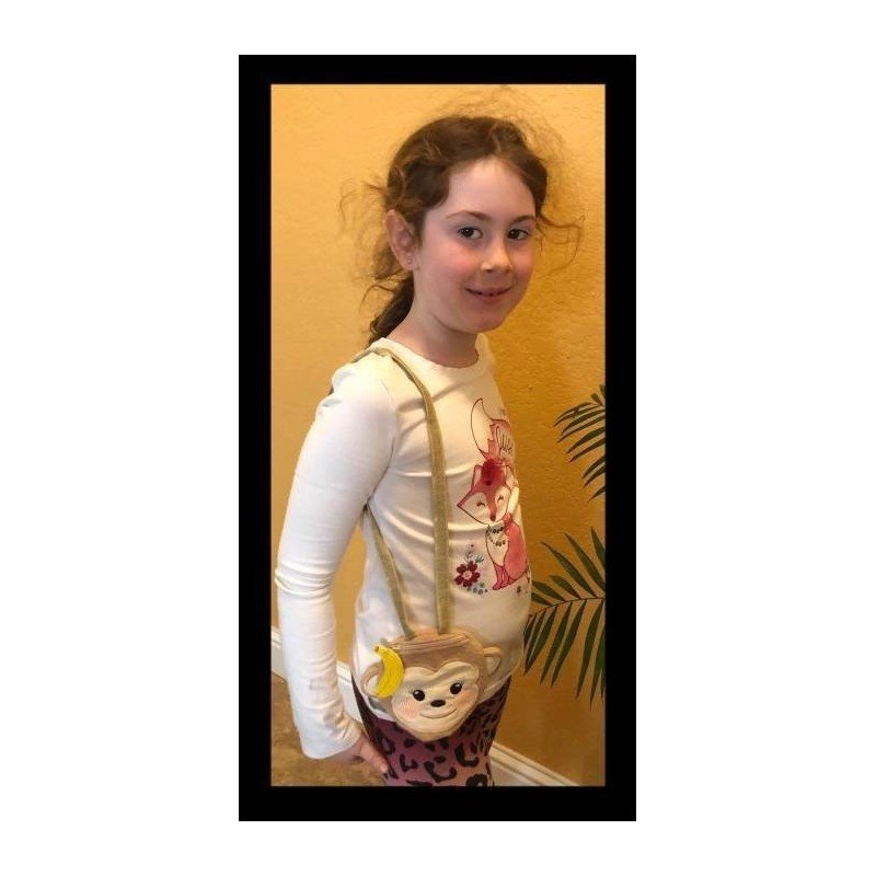 In Hoop Little Monkey Purse or Zipper Bag