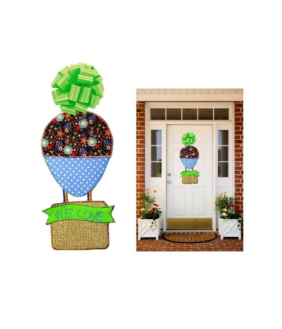 In Hoop Welcome Air Balloon Door Hanger