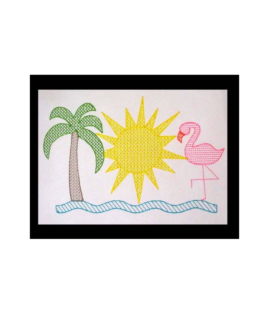 Flamingo and Palm Tree Line Art