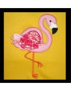 In Hoop Flamingo Ribbon Design