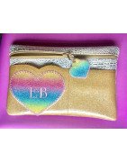 In Hoop Vinyl Heart Zipper Bag with Zipper Pull and Key Fob