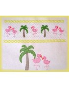 Faux Smocking Flamingo and Palms