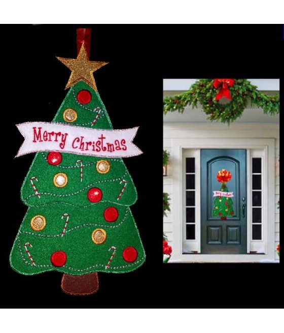 In Hoop Merry Christmas Tree Door Hanger