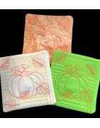 Pumpkin and Leaves Mug Rug