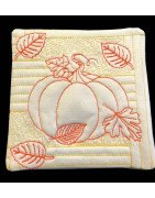 Pumpkin and Leaves Mug Rug