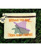 In Hoop Lined Scare Children Zipper Tote