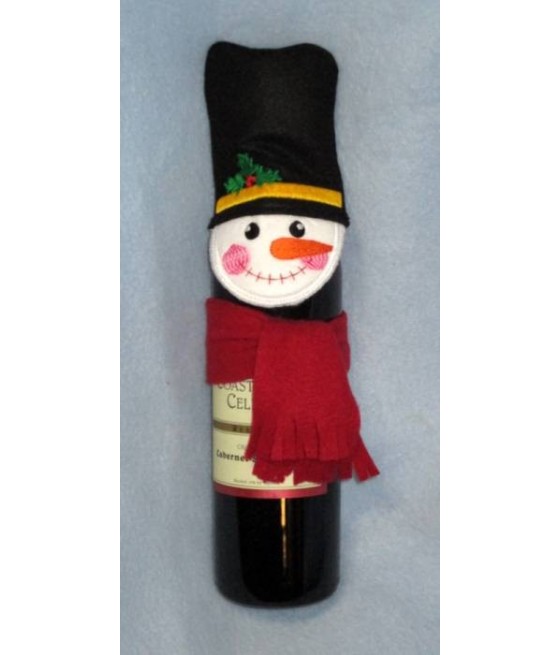 In Hoop Snowman Wine Topper