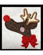 Reindeer with Bow Applique 