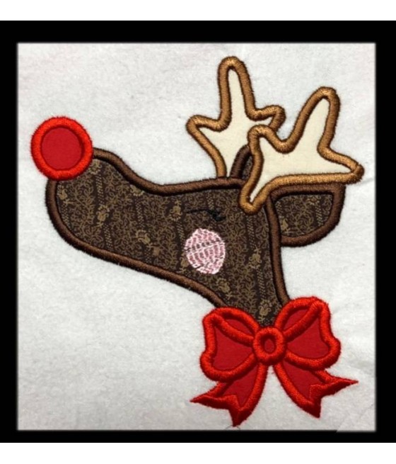 Reindeer with Bow Applique 