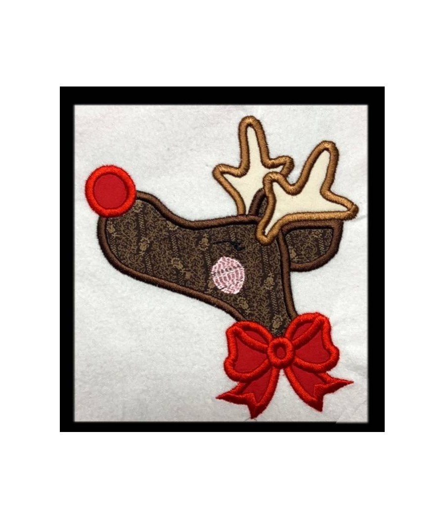 Reindeer with Bow Applique 