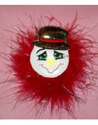 In Hoop Tealight Brooch Pin Snowman Head