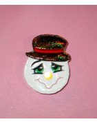In Hoop Tealight Brooch Pin Snowman Head