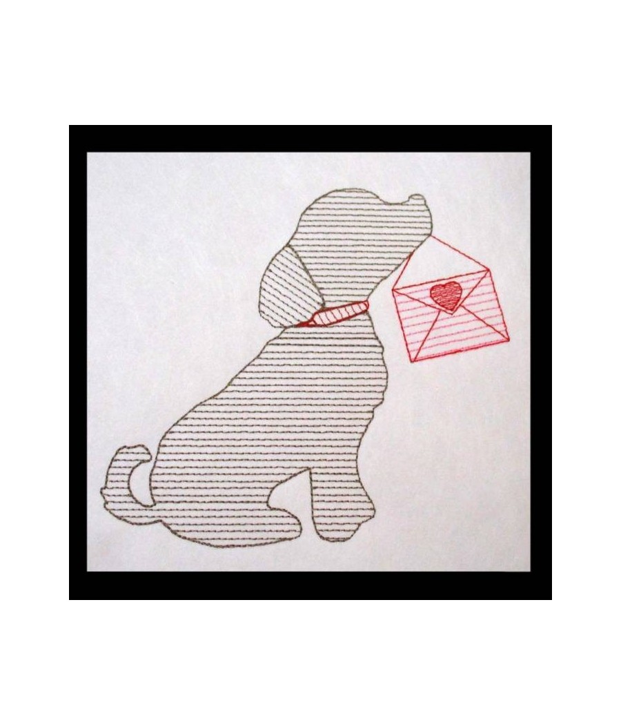 Puppy with Envelope Line Art 