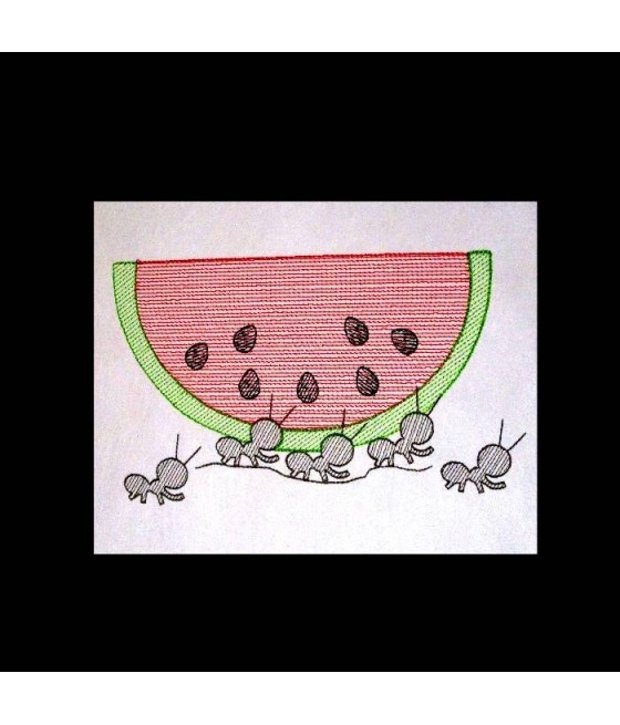 Line Art Watermelon and Ants