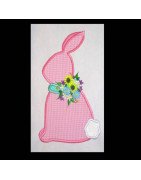 Floral Bunny Applique with Collar