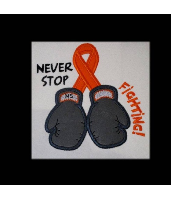 Never Stop Boxing Gloves Applique