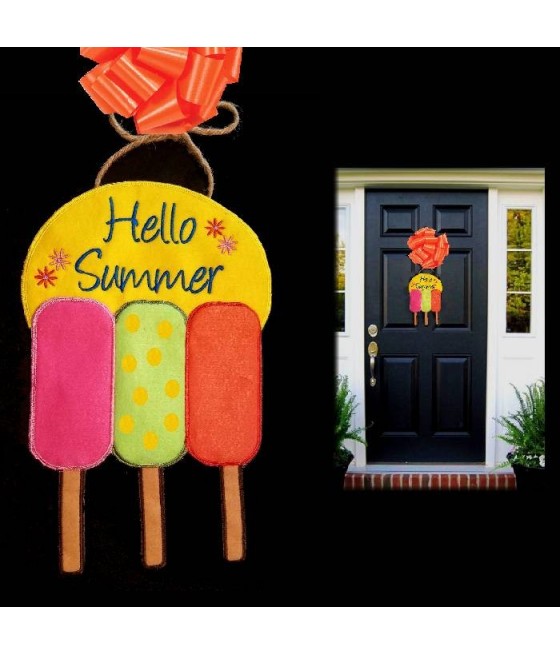 In Hoop Hello Summer Door Hanger Popsicle