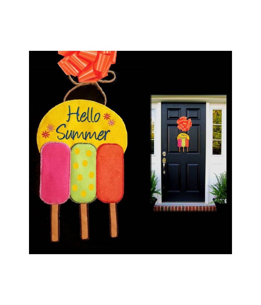 In Hoop Hello Summer Door Hanger Popsicle