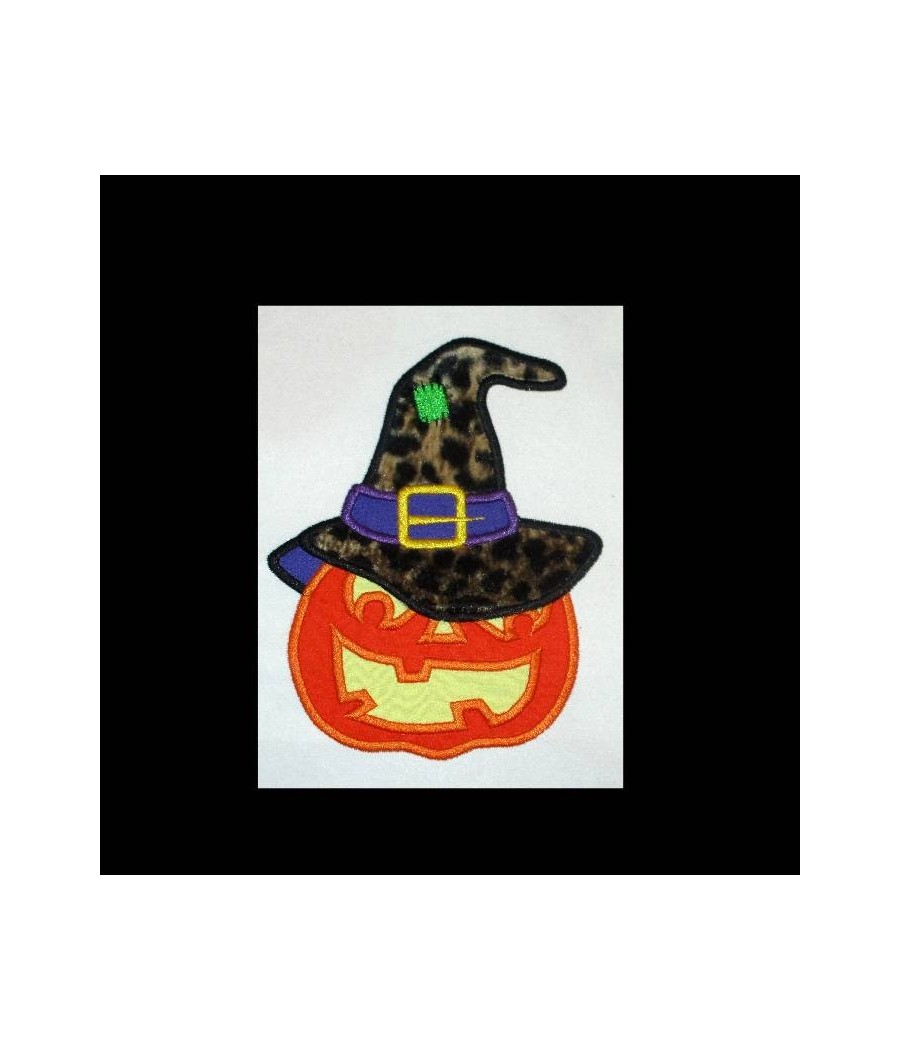 Applique Pumpkin with WitchHat
