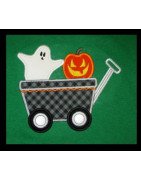 Applique Ghost Wagon with Pumpkin