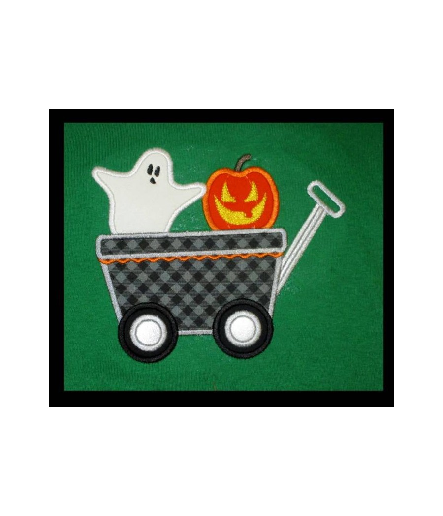 Applique Ghost Wagon with Pumpkin