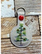 In Hoop Christmas Tree ZigZag Key Fob