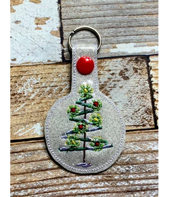 In Hoop Christmas Tree ZigZag Key Fob