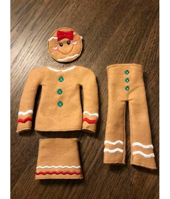 In Hoop Elf Gingerbread Four Piece Girl