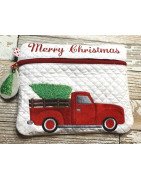 In Hoop Lined Christmas Truck Zipper Tote