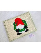 In Hoop Gnome Wreath Mug Rug