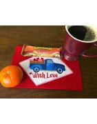 In Hoop With Love Truck Mug Rug