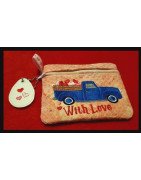 In Hoop Lined Zipper Tote With Love Truck