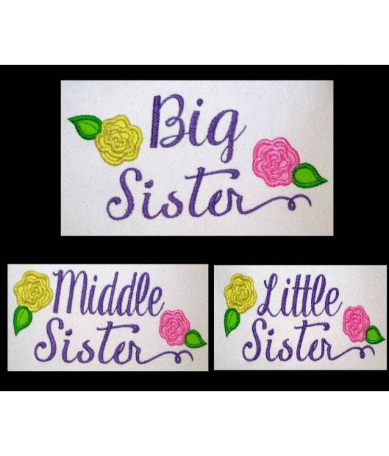 Sister Roses Applique Saying