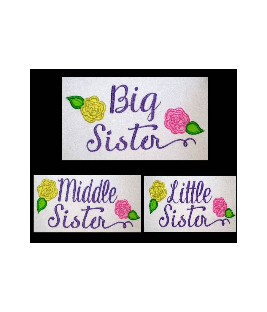 Sister Roses Applique Saying