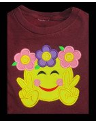 Applique Smiley Face with Flowers