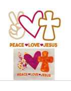 Peace Love and Jesus Applique Saying