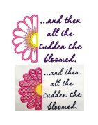 Half Flower Bloomed Applique Saying