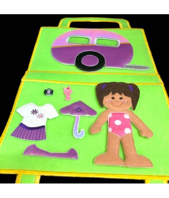 In Hoop Flat Doll Case With Camper and Doll