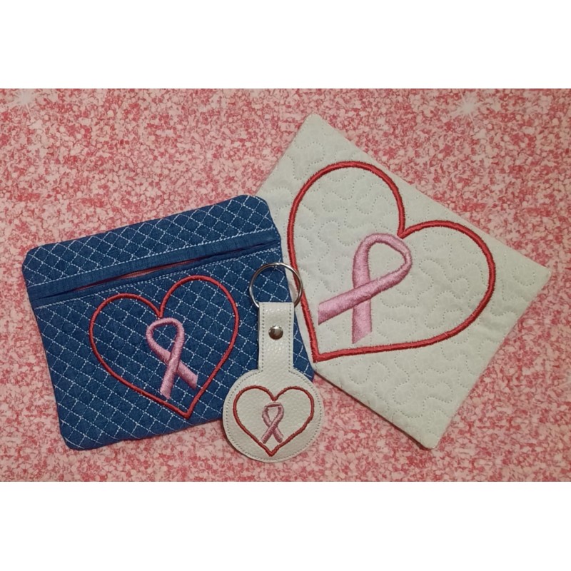 In Hoop Wholecloth Cancer Heart Mug Rug