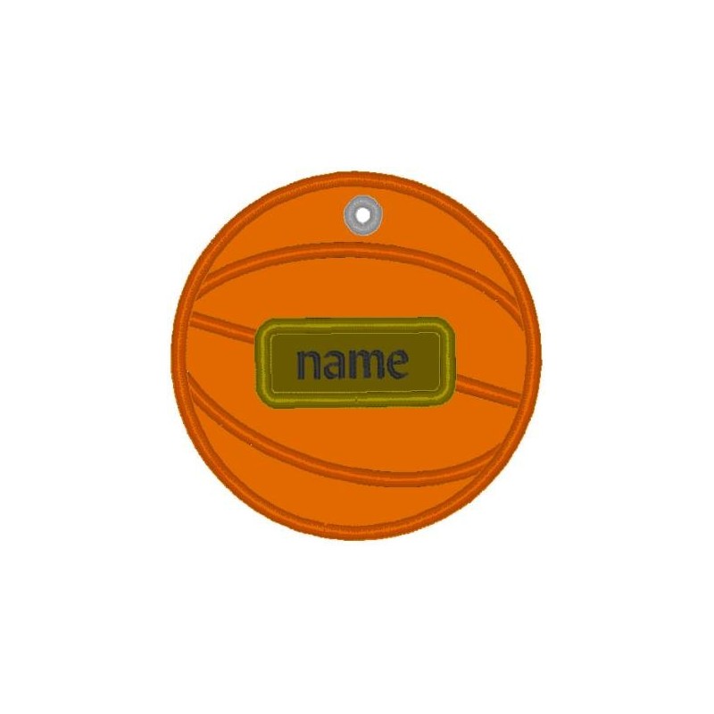 In Hoop Applique Basketball Tag