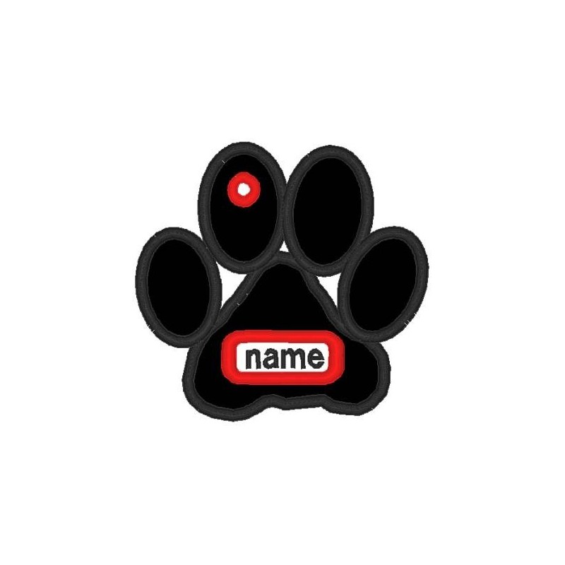 In Hoop Applique Paw Print Tag