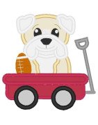 Baby Bulldog in Wagon