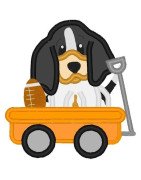 Baby Bulldog in Wagon