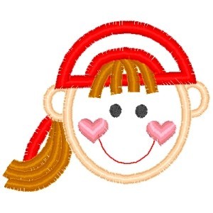 Outline Little Girl Backward Ballcap Embroidery Design - NobbieNeezKids